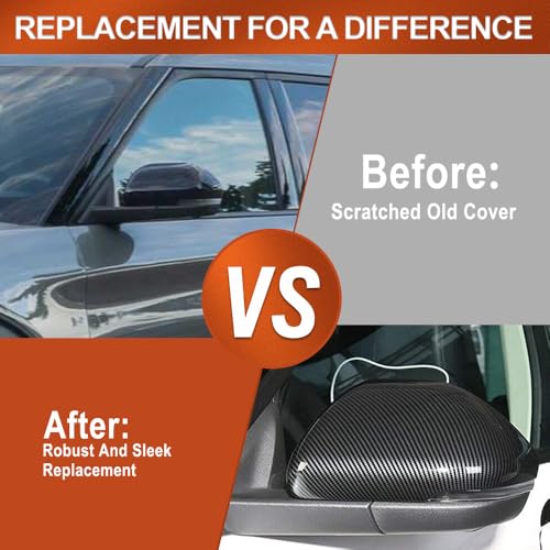 Door Wing Rearview Side Mirror Cover Caps, Pair Exterior Rear View Mirror Housing Door Wing Mirror Cover Cap, Compatible with Ford Explorer 2020-2022, Carbon Fiber, 2 PCS