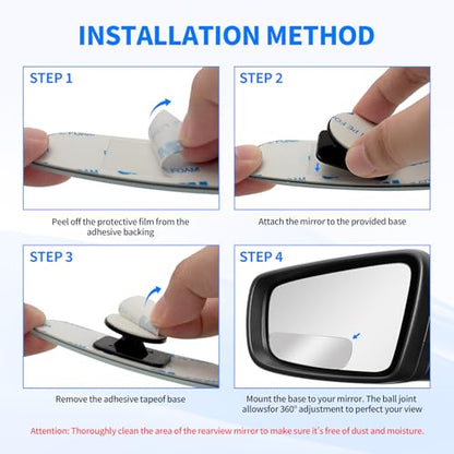 2 PCS Car Blind Spot Mirror, HD Frameless Convex Glass Angle Adjustable, Self-adhesive Back Auxiliary Reverse Mirror Wide Angle Side Mirrors Universal Car Exterior Accessories (Oblong) - size: Oblong