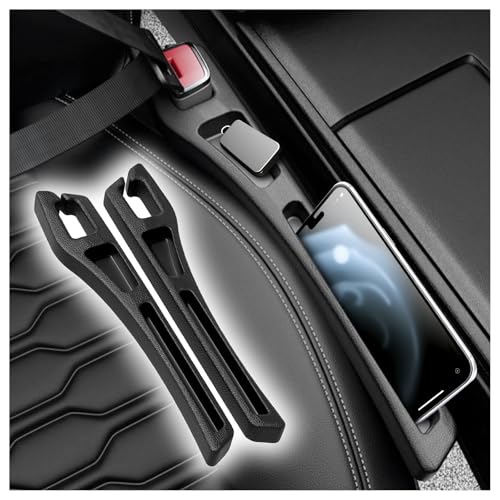 Junecarp 2PCS 2-in-1 Car Seat Gap Filler Organizer with Storage Slots,No Drop Car Gap Seat Filler for Storing Items,Universal in Between Cars Seats Catcher Cars Interior Accessories - color: Black