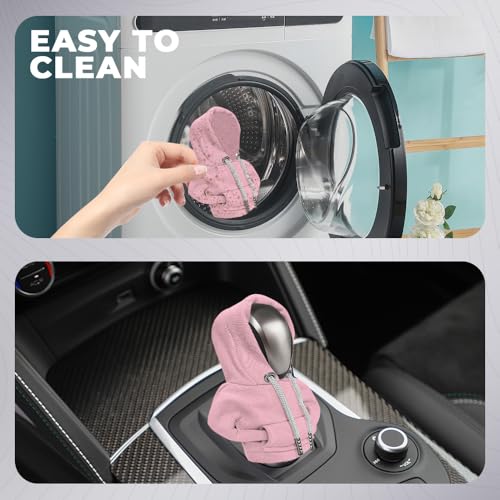 Gear Shift Hoodie, Gear Shift Cover, Fashionable Hoodie Automotive Gear Shift Knob Protector, Car Accessories Mini Sweater Gear Shift Knob Cover for Car Gear Shift Levers (Pink) - color: Pink