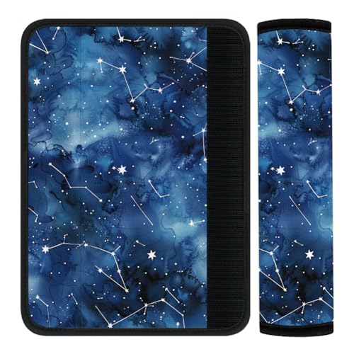 2Pcs Seat Belt Cover Pad 11 Inch Long Seat Belt Cushion Soft Comfort Strap Pad Auto Accessory Decoration for Car Truck SUV Bag Backpack Starry Sky Constellation Star - color: Starry Sky