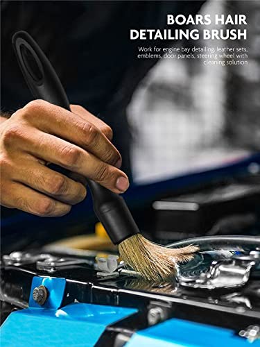 Fantasticlean 9PCS Car Interior Detailing Set, Microfiber Cloth & Applicator, Single-Head Detailing Brushes, Natural Bristles, Scratch-Free & Ultra-Soft for Seats Leather Care or Cleaning - size: IT-ACS01-NT