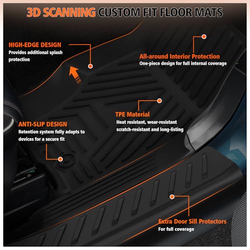 All Weather Car Floor Mats Cargo Liner with Backrest Mat for 2021-2025 Jeep Grand Cherokee L (Only 6-Seats w/o Center Console), TPE Rubber Liners Full Set for Jeep Grand Cherokee Accessories - size: Floor Mats for 2021-2025 Grand Cherokee L