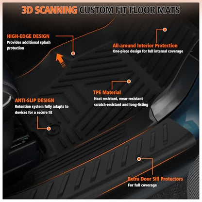 All Weather Car Floor Mats Cargo Liner with Backrest Mat for 2021-2025 Jeep Grand Cherokee L (Only 6-Seats w/o Center Console), TPE Rubber Liners Full Set for Jeep Grand Cherokee Accessories - size: Floor Mats for 2021-2025 Grand Cherokee L