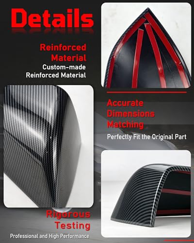 Side Mirror Caps Cover Compatible with Tesla Model 3 2017 2018 2019 2020 2021 2022 2023 2024 2025 Gloss Carbon Fiber Mirror Covers - color: Model 3 Gloss Carbon Fiber Mirror Covers