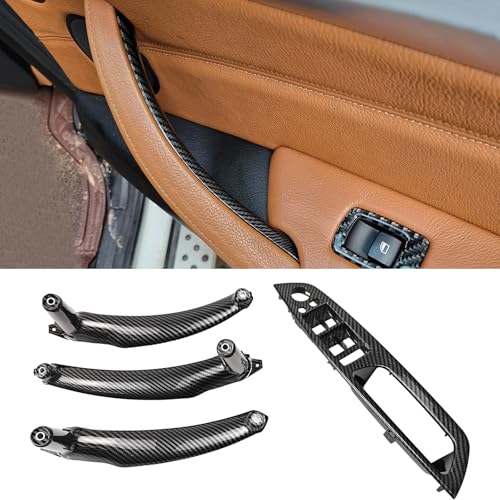 Car Door Handle Accessories Compatible with BMW X5 E70 07-13 / X6 E71 08-14 Door Pull Handle, Interior Door Handles Replace Trim Cover,3.0si 4.8i 30i 48i 35d 30i 50i 35i (Carbon fiber color) - color: Carbon fiber color
