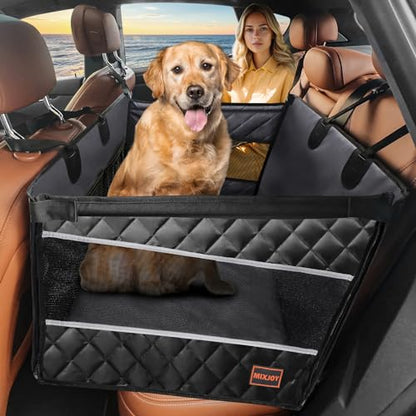 MIXJOY Dog Car Seat for Large Medium Dogs, Back Seat Extender for Pets, Waterproof Pet Carseat for Medium Sized Dog, Hammock for Pet, with Storage Pocket for Cars/SUV/Truck(L-28 * 22 * 20.5in) - size: L