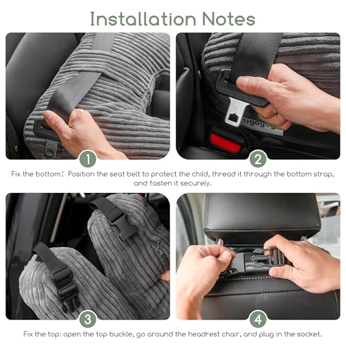 HIGOGOGO Washable Travel Pillow, Car Pillow for Kids & Adults, Travel Pillows with Removable Soft Cover and High-Support Foam, Fix Neck and Body Sitting/Sleeping on The Trip, Dark Grey - color: U-dark Grey