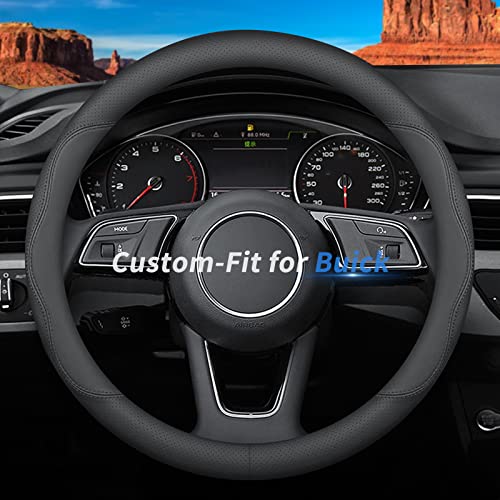 Deer Route Custom-Fit Leather Car Steering Wheel Cover for Buick, B-Style, Non-Slip, Breathable - color: B-Style, size: For Buick