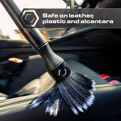 Blackline Car Detail Brushes- Luxury Car Detailing Brush Set for Interior and Exterior - Best Auto Detailing Brushes - Premium Car Detailing Brushes (Ultra Soft Bristles)