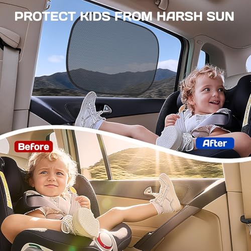 Car Window Shades for Baby, 4PCS 20"x12" Static Cling Window Shade, Window Covers for Side Front Back Windows, Blocks UV, Universal Fit, Pop Open Design - size: 4pcs Universal Car Side Shades