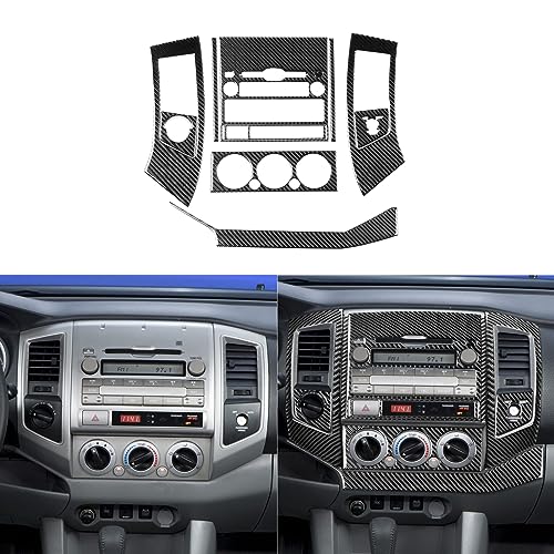 Real Soft Carbon Fiber Car Central Console A/C Outlet Vent Panel Cover Sticker Set Auto Premium Interior Accessories Compatible with Toyota Tacoma 2009 2010 2011 Black(Type C) - color: Console Set C, size: Black Carbon Fiber