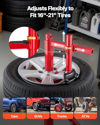 VEVOR Manual Tire Changer Duck Head Kit with Silver Cone, Fit for 16"-21" Wheels, Heavy Duty Manual Tire Changer Duck Head Adapter Kit, Mounting and Demounting Tool for Most Cars, SUVs, Trucks, ATVs - style: Duck Head