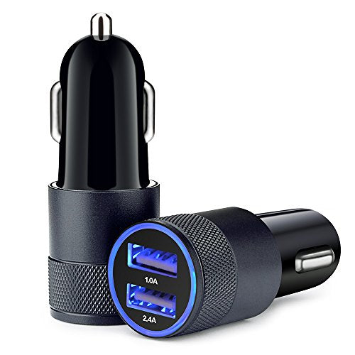 Car Charger,Sicodo 3.4A 2 Pack USB Smart Port Charger Compatible with iPhone 16 15 14 13 12 11 SE X 8 Pro, Pro Max, Plus, Samsung Galaxy S24 S23 S22 S21 S10 Plus S9 Note 20 10+, LG, Pixel, iPad Pro - color: Blue+Black