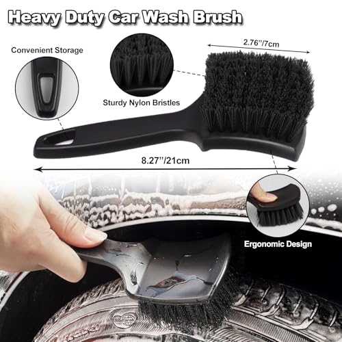 7Pcs Car Wheel Brush kit, Tire Brush, Wheel Cleaner Brush, Soft-bristled Rim Cleaner Brush, Tire Shine Applicator Pad, Car Detailing Brushes, Wheel Brushes for Cleaning Wheels,Tires