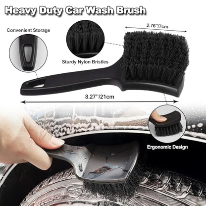 7Pcs Car Wheel Brush kit, Tire Brush, Wheel Cleaner Brush, Soft-bristled Rim Cleaner Brush, Tire Shine Applicator Pad, Car Detailing Brushes, Wheel Brushes for Cleaning Wheels,Tires