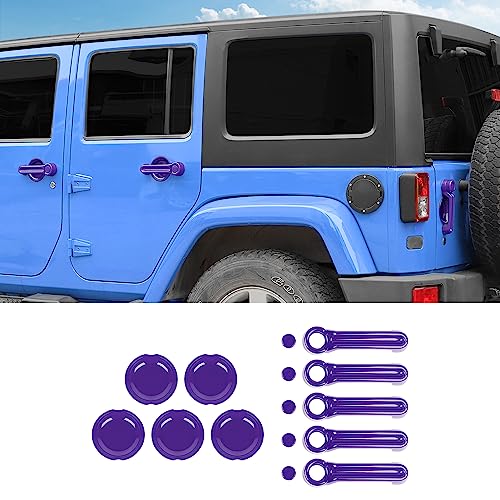 Exterior Door Handle Cover Tailgate Handle Cover Recess Guard Compatible with 2007-2017 Jeep Wrangler JK JKU Sports Sahara Freedom Rubicon Unlimited, Purple, 15PCs - color: Purple