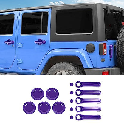 Exterior Door Handle Cover Tailgate Handle Cover Recess Guard Compatible with 2007-2017 Jeep Wrangler JK JKU Sports Sahara Freedom Rubicon Unlimited, Purple, 15PCs - color: Purple
