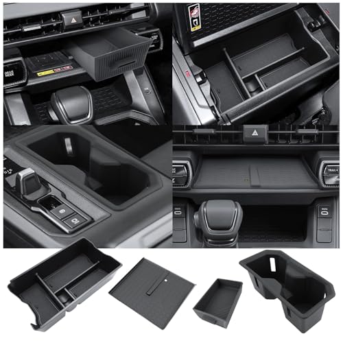 (4PCS) 2026 R AV4 Center Console Organizer for 2026 Toyota R AV4 (6th Gen) Wireless Charging Pad Mat & Wireless Charger Drawer & Armrest Box & Center Console Cup Holder 2026 R AV4 Interior Accessories - color: Black19
