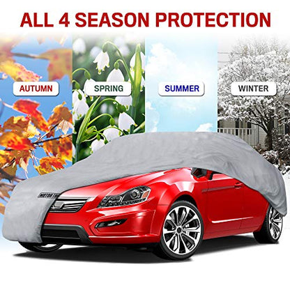 Motor Trend Breathable Lightweight Car Cover, Anti-Moisture Build-Up Water-Resistant Scratch-Resistant Travel-Friendly, Universal Fit for Cars SUVs Trucks Vans All-Weather Outdoor/Indoor, (S) 157" L - size: S