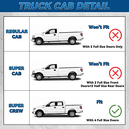 Set of 4 Front+Rear Smoke Sun/Rain Guard Wind Deflector Outside Mount Tape-On Acrylic Window Visors Compatible With 99-16 F250/F350/F450/F550 Super Duty Supercrew/Crew Cab With 4 Full Size Doors - size: Compatible with 1999-2016 Ford F-250
