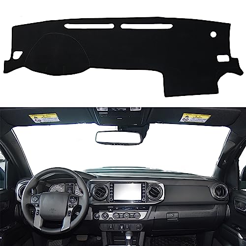 Dash Cover for Toyota Tacoma Accessories 2016-2022 2023 Dashboard Cover Mat Center Console Dash Mat Carpet Sunshield Protector Pad Custom Fit, Black Trim - color: Black, size: 2016-2023
