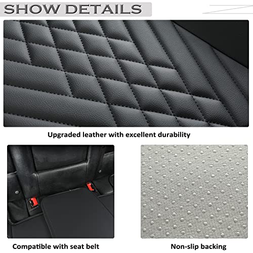 GIANT PANDA PU Leather Rear Seat Cover Protector, Anti-Slip Adjustable (50~55.5'') – Fits 90% Vehicles (Excludes Large SUVs/Trucks) - Black - color: Rear Seat Black, size: 1 Piece Standard Size