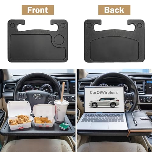 Oshotto Car Steering Wheel Desk | Food Table for Car | Laptop/Notepad| Seat Gap Storage Box for All Cars Black
