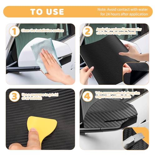 1FTx5FT Carbon Fiber Wrap for Cars,Stylish 3D Carbon Fiber Vinyl Wrap Kit with Tool for Auto Interior/Exterior,Scratch-Resistant Carbons Fibers Tape Stickers for Car/Truck/SUV