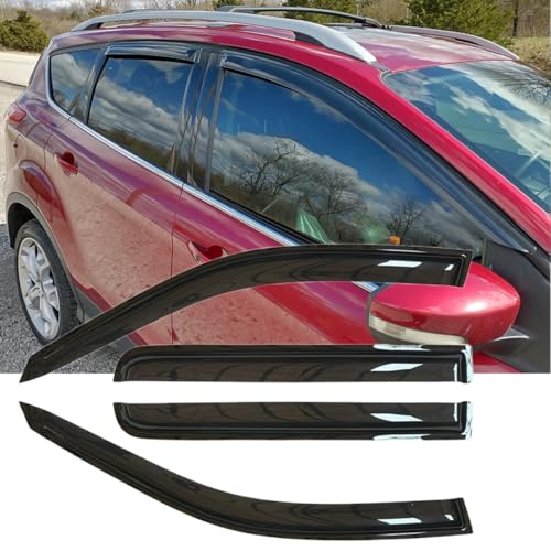 Original Shatterproof 4pcs Window Shade, Outside Mount Tape-On Rain Guards Set, Side Window Visors Vent Deflectors Compatible with 2013-2019 Ford Escape 94383 - size: For 2013-2019 Ford Escape