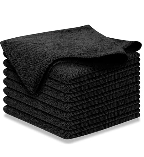 USANOOKS Premium 300GSM Microfiber Cleaning Cloth - 12.5"x12.5" High Performance - 1200 Washes, Ultra Absorbent Microfiber Towels for Cars Undercarriage, Rims & Engine Bay Cleaning - Microfiber Cloth - color: Black, size: 8 pack