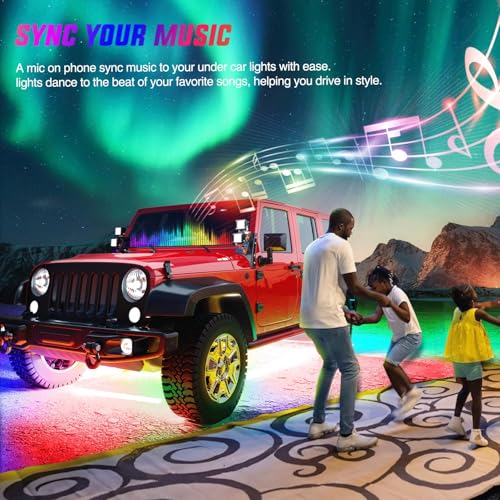 Nilight 4Pcs Car Underglow Neon Accent Strip Lights 256 LEDs RGBIC Multi Color DIY Sound Active Function Music Mode with APP Control and Remote Control Underbody Light Strips, 2 Years Warranty - color: Underglow Light RGBIC Multi Color 4Pcs
