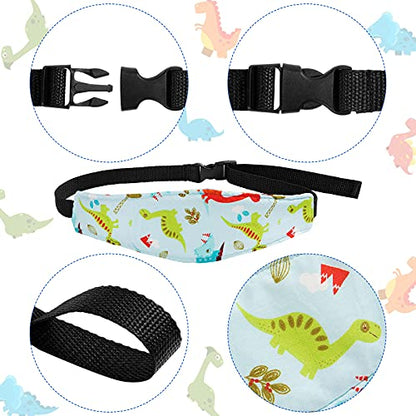 HESTYA 2 Pcs Carseat Head Support Toddler, Stroller Seat Headrest for Sleeping Traveling, Neck Relief Headband Strap for Kids Children Toddler Infant(Dinosaur and Dolphin) - color: Dinosaur and Dolphin