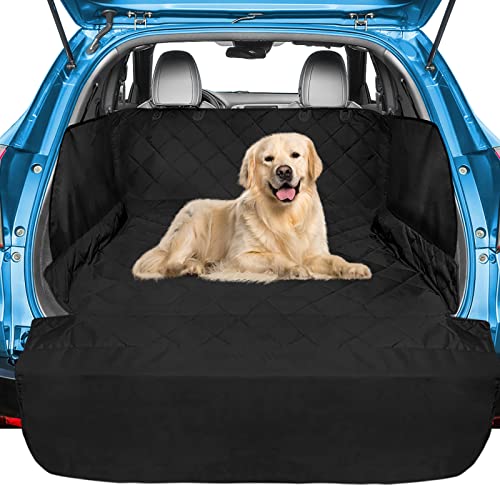 Veckle SUV Cargo Liner for Dogs, Water Resistant Trunk Cover with Side Flaps, Compact to Mid-Size Fit Cargo Area Protector with Bumper Flap for Smaller SUVs, Black - color: Black, size: Medium (With Flaps) 80"