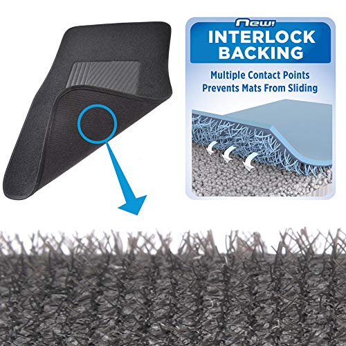 BDK MT-120-CC Interlock Car Floor Mats-Secure No-Slip Technology for Automotive Interiors Inter-Locking Carpet, 4 Piece, Charcoal - color: Charcoal