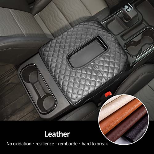 Armrest Pad Cover Center Console Lid Cover Compatible with 2019-2023 Chevrolet Silverado & GMC Sierra, Leather Console Replacement, Black - color: Black A+