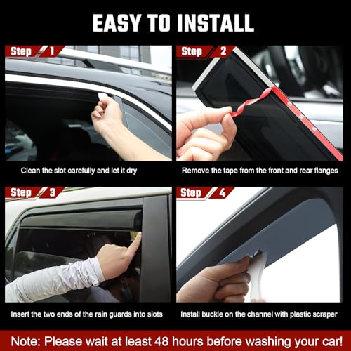 in-Channel Rain Guards Compatible with Ford F150 2015-2025, Extra Durable Side Window Deflectors, 2020 2021 2022 2023 2024 2025 F150 Wind Deflectors Rain Guard Black - 4 PCS - size: Fit for Ford F150 2015-2025 in-Channel
