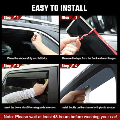 in-Channel Rain Guards Compatible with Ford F150 2015-2025, Extra Durable Side Window Deflectors, 2020 2021 2022 2023 2024 2025 F150 Wind Deflectors Rain Guard Black - 4 PCS - size: Fit for Ford F150 2015-2025 in-Channel