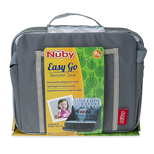 Nuby Easy Go Booster Seat - Travel Booster Seat for Babies and Toddlers - Holds Up to 35 Pounds - 9+ Months - Gray - color: Gray