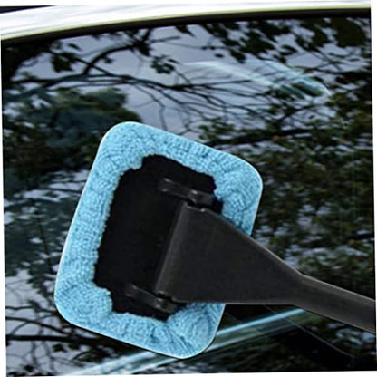 Inside Window Cleaning Tool Windshield Cleaner Car Inside Window Glass Cleaning Tool with Handle 2PCS Blue