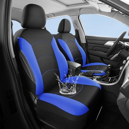 HChengkikz Car Seat Covers Front Seat, Waterproof Neopren Seat Covers, Airbag Compatible Seat Covers, All Season Protection Universal Fit Most Cars, Trucks, SUVs (Black + Blue) - color: Black Blue, size: Two Front
