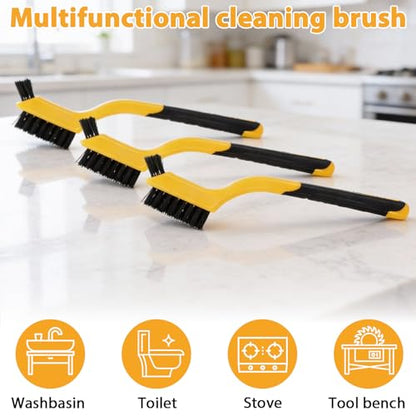 Reallnaive 50 Pcs Nylon Cleaning Brushes Bulk 7 Inch Yellow Nylon Brushes with Curved Handle Grip for Deep Cleaning Small Parts Rust Dirt Paint Scrubbing, Removal Surface in Hole - color: Yellow
