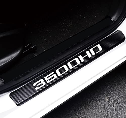 MAXDOOL 4Pcs Car Door Sill Protector Reflective 4D Carbon Fiber Sticker Decoration Door Entry Guard Door Sill Scuff Plate Stickers Compatible with Sierra 3500HD (White) - color: White 3500HD