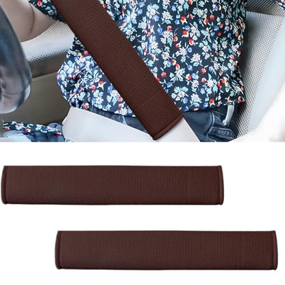 2PCS Long Car Seat Belt Cover Pads, Soft Mesh Seatbelt Shoulder Strap Protector Pad for Comfort Driving, Breathable Car Seat Belt Pad Harness Cushion Protect Your Neck and Shoulder (Coffee) - color: Coffee