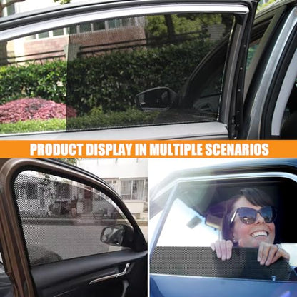 4PCS Car Side Window Sunshade, Block UV Rays Car Privacy Protector, Reuseable Static Cling Film Stickers, Washable Car Window Shade for Baby, Window Tint for Most Vehicles