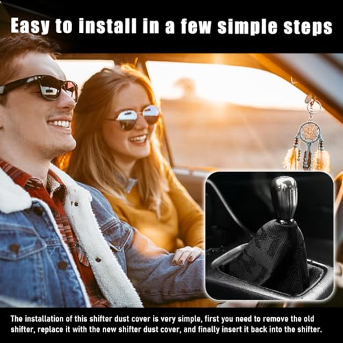 povtii Car Shift Boot Cover, Waterproof Canvas Fabric Manual Automatic Shift Knob Boot Dust Cover, Gear Gaiter Cover Auto Shift Boot Sleeve Protector, Universal Car Accessories (Black) - color: Black
