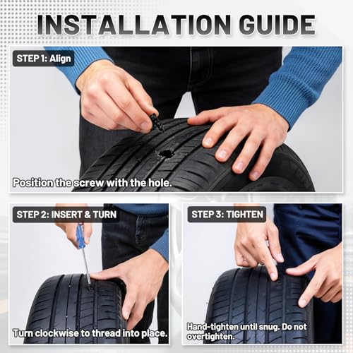 60 PCS Tire Repair Rubber Nail Kit, Self-Tapping Spiral Screws for Tubeless Tires - Upgrade Emergency Puncture Fix Tools for Car/Truck/Motorcycle/Tractor