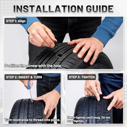60 PCS Tire Repair Rubber Nail Kit, Self-Tapping Spiral Screws for Tubeless Tires - Upgrade Emergency Puncture Fix Tools for Car/Truck/Motorcycle/Tractor
