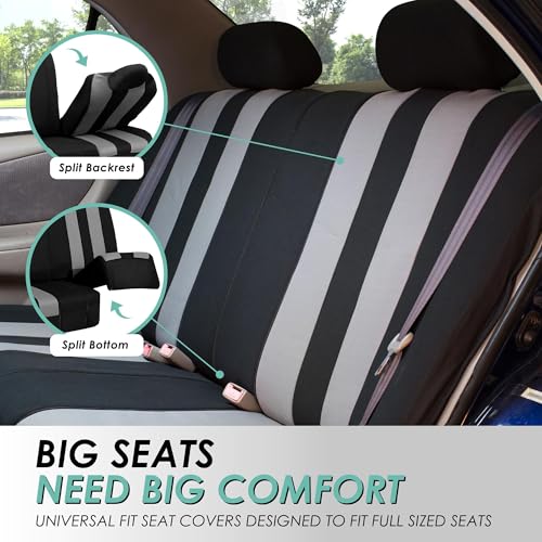 FH Group Striking Striped Car Seat Covers - Universal Fit, Washable Seat Covers for Cars, SUVs, Vans, Sedans, Gray, Rear Set - color: Gray, size: Rear Set