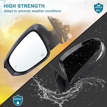 Left Driver Side Mirror Compatible With 2014-2019 Toyota Highlander With Manual Folding Power Glass Heated Turn Signal Blind Spot Black Replaces #87940-0E272 TO1320361 (7Pins) ﻿ ﻿ - color: Black, size: 7Pins-Left